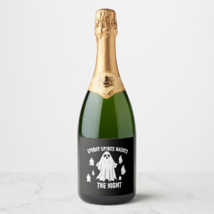 Spooky Spirits Haunt the Night- Halloween T-shirt Sparkling Wine Label