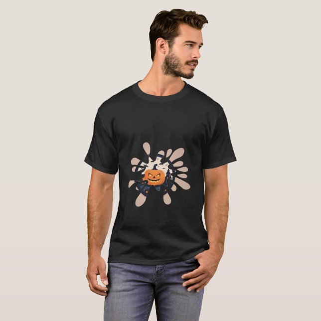  Spooky Splash Halloween Pumpkin T-Shirt (Front Full)
