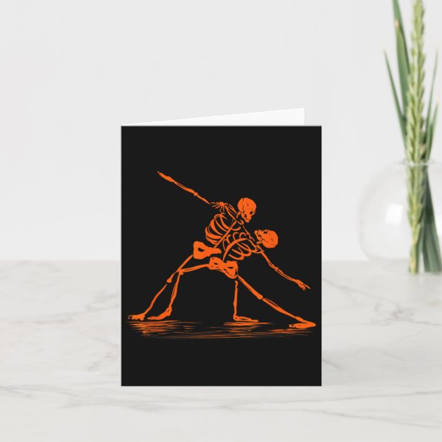 Spooky Spooktober Dancing Skeletons Meme  Card (Front)