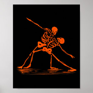 Spooky Spooktober Dancing Skeletons Meme  Poster