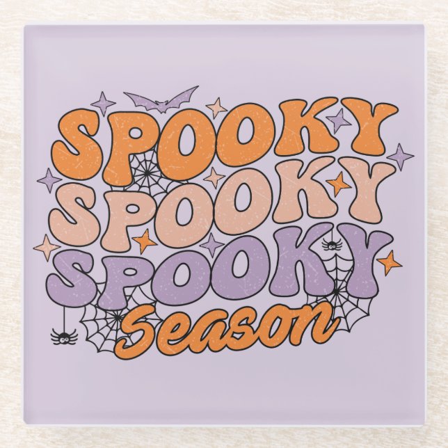 Spooky Spooky Spooky Season Glass Coaster (Front)
