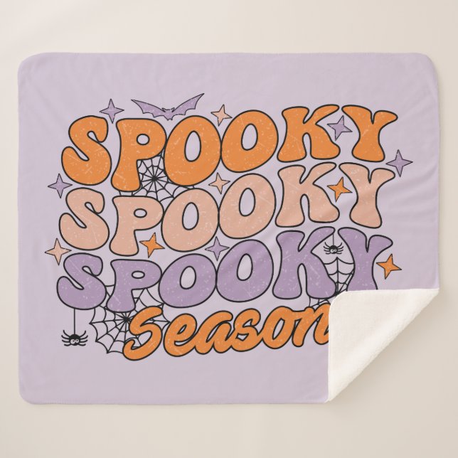 Spooky Spooky Spooky Season Sherpa Blanket (Front (Horizontal))