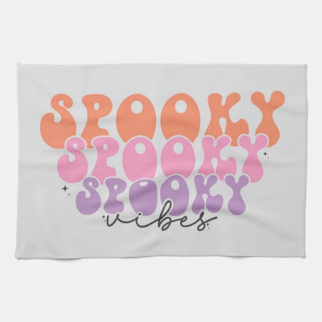 Spooky Spooky Spooky Vibes Tea Towel (Horizontal)