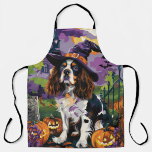 Spooky Springer Spaniel Halloween Witch Pumpkin  Apron