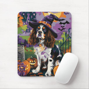 Spooky Springer Spaniel Halloween Witch Pumpkin Mouse Mat