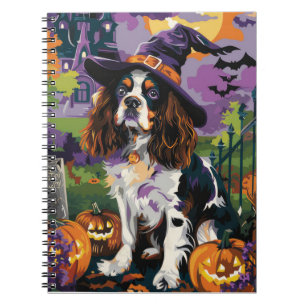Spooky Springer Spaniel Halloween Witch Pumpkin Notebook
