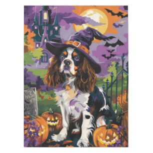Spooky Springer Spaniel Halloween Witch Pumpkin  Tablecloth