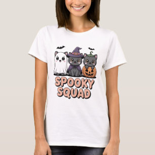 Spooky Squad Cute Halloween Cats T-Shirt Kawaii