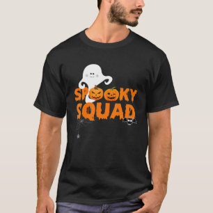 Spooky Squad Ghost Pumpkin Black Bat Spider Hallow T-Shirt