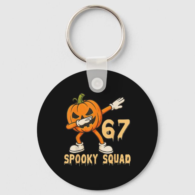 Spooky Squad Pumpkin 67 Halloween Meme 6 7 Numbers Key Ring (Front)