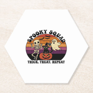 Spooky Squad Retro Halloween Design (Black Text) � Paper Coaster