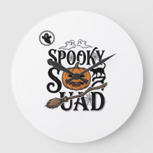 Spooky Squad Shirt Vintage Halloween Group Design_ Large Clock
