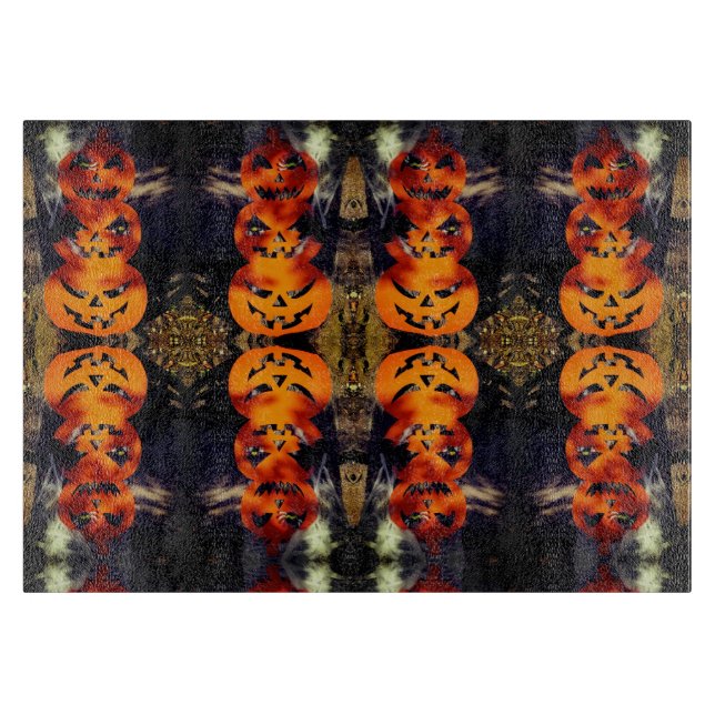 Spooky Stacked Jack-O-Lanterns Cutting Board (Front)