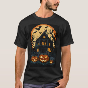 Spooky stencil ghosts exiting men's t shirt