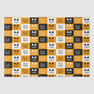 Spooky Stitch Face   Black Orange White Halloween Tissue Paper