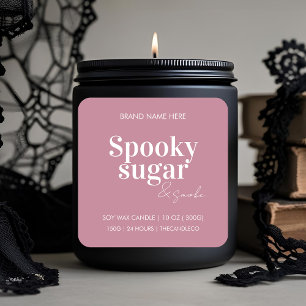 Spooky Sugar & Smoke Candle Label   Custom Pink