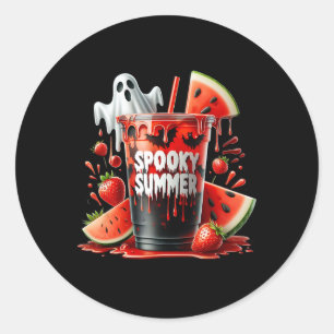 Spooky Summer Drinks Summerween Vibes Funny Summer Classic Round Sticker