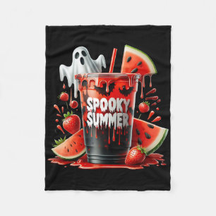 Spooky Summer Drinks Summerween Vibes Funny Summer Fleece Blanket