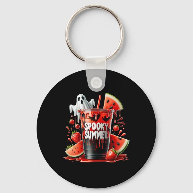 Spooky Summer Drinks Summerween Vibes Funny Summer Key Ring (Front)