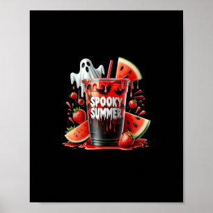 Spooky Summer Drinks Summerween Vibes Funny Summer Poster