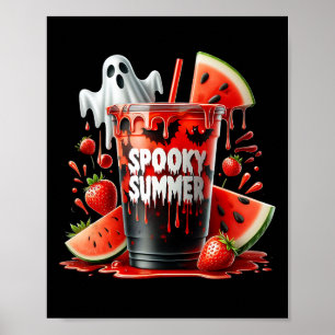 Spooky Summer Drinks Summerween Vibes Funny Summer Poster