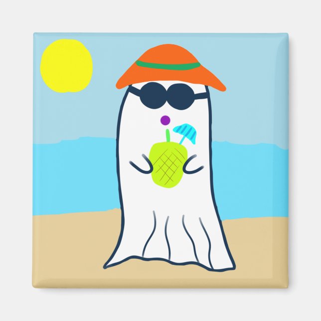 Spooky Summer Ghost on the Beach Magnet (Front)