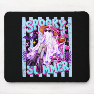 Spooky Summer Halloween Ghost Retro Blue Ped Mouse Mat