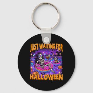 Spooky Summer Skeleton Funny Waiting For Halloween Key Ring