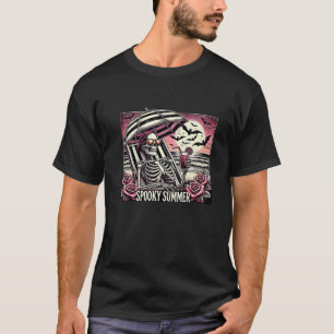 Spooky Summer Skeleton Halloween Vibes Iced Coffee T-Shirt