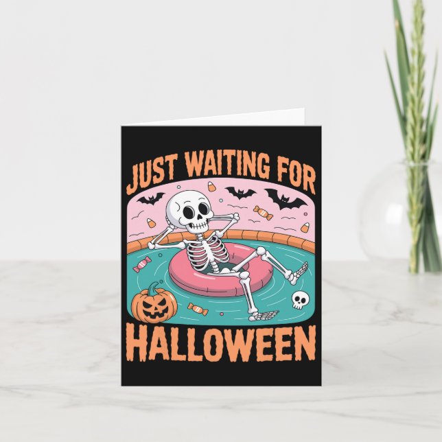 Spooky Summer Skeleton Just Waiting For Halloween  Card (Front)
