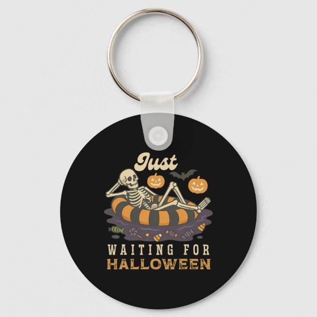 Spooky Summer Skeleton Just Waiting For Halloween  Key Ring (Front)