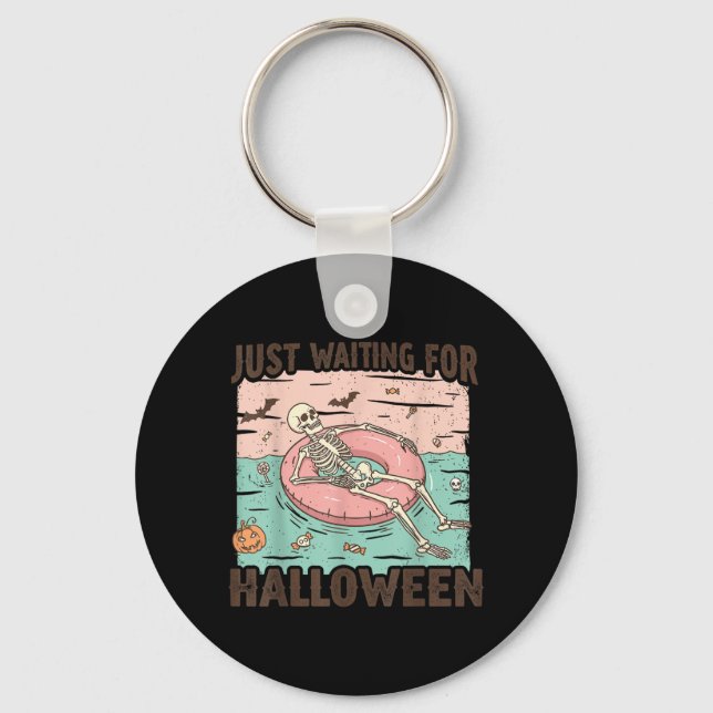 Spooky Summer Skeleton Just Waiting for Halloween Key Ring (Front)