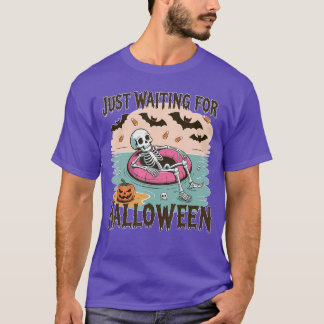 Spooky Summer Skeleton Just Waiting For Halloween  T-Shirt