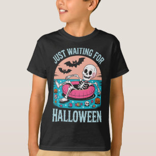 Spooky Summer Skeleton Just Waiting Kids  T-Shirt