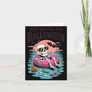 Spooky Summer Skeleton Waiting for Halloween Kids Card
