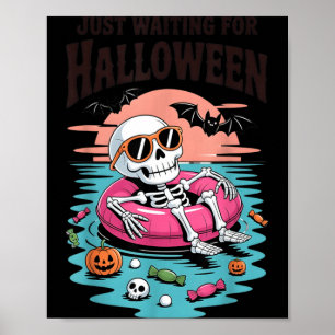 Spooky Summer Skeleton Waiting for Halloween Kids Poster