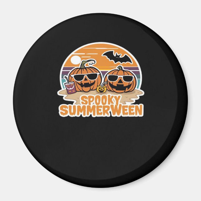 Spooky Summerween - Pumpkins On The Beach Classic Magnet (Front)