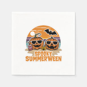 Spooky Summerween - pumpkins on the beach Napkin