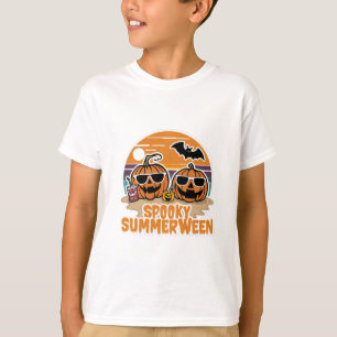 Spooky Summerween - pumpkins on the beach T-Shirt