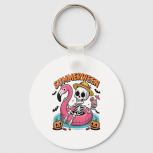 Spooky Summerween Skeleton Just Waiting For Hallow Key Ring