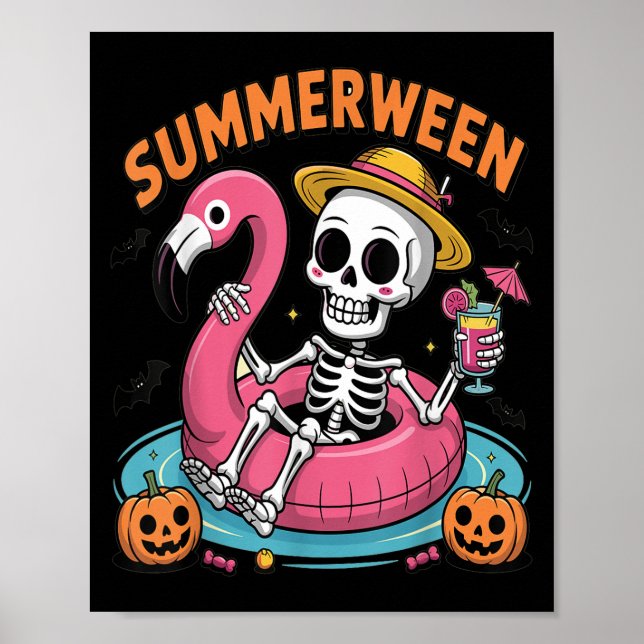 Spooky Summerween Skeleton Just Waiting For Hallow Poster (Front)