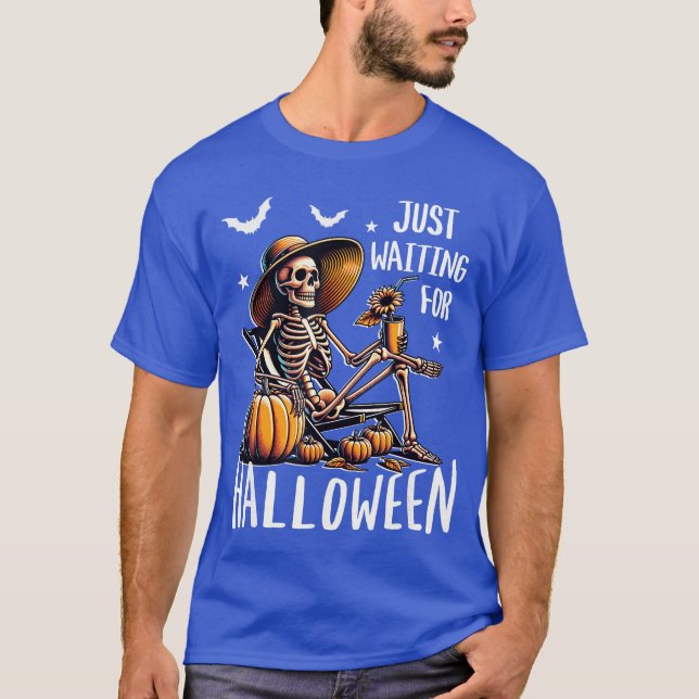 Spooky Summerween Skeleton Just Waiting For Hallow T-Shirt (Front)
