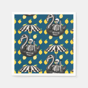 Spooky Summerween skeleton with lemons Napkin