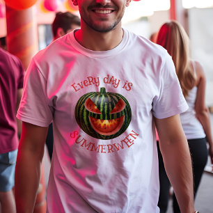 Spooky Summerween Watermelon Jack o Lantern Summer Tri-Blend Shirt