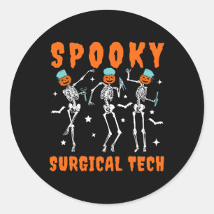 Spooky Surgical Tech Skeleton Dancing Surgical Hal Classic Round Sticker