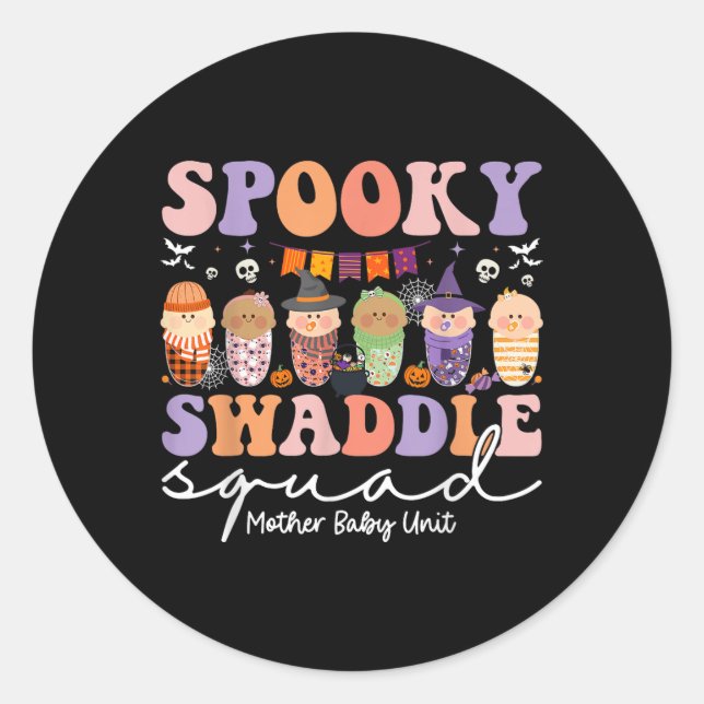 Spooky Swaddle Squad Mother Baby Unit Halloween  Classic Round Sticker (Front)