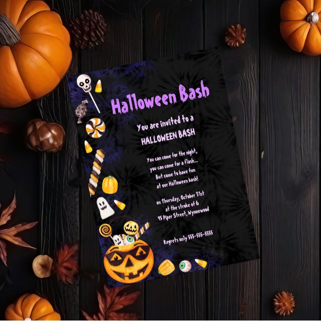 Spooky Sweet Candy & Skulls Halloween Bash Invitation (Creator Uploaded)
