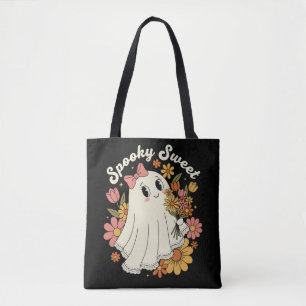 Spooky Sweet Cute Floral Ghost Tote Bag