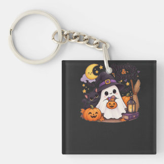 Spooky & Sweet Ghost Halloween Sweatshirt Key Ring