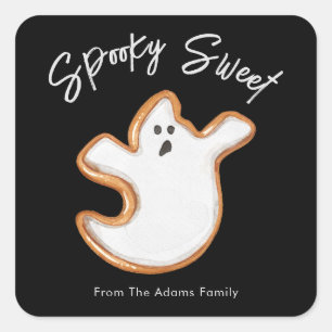 Spooky Sweet Ghost Sugar Cookie Square Sticker